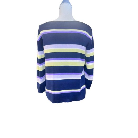 IB Diffusion Striped Knit Sweater   Navy knit sweater with horizontal stripes - Picture 2 of 6